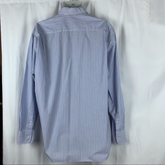 Louis Dell'Olio men's blue/white/gray stripe dress shirt, 16 1/2L, 42 - Picture 3 of 8